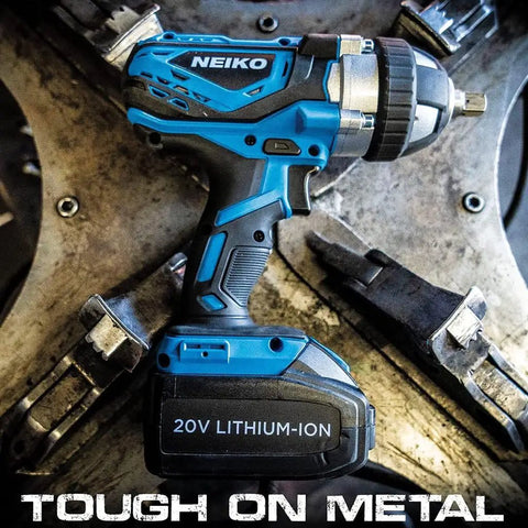 Cordless Impact Wrench Kit With Half Inch Drive Monster Torque 20V Lithium Battery on metal surface