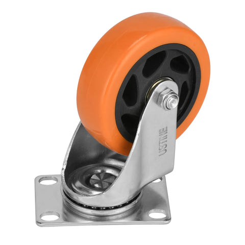Glow Up Your Garage With These Smooth Rolling Four Inch Caster Wheels Set Of Four Designed For Peak Performance Featuring A Tough As Nails 2200 Pound Load Rating For Furniture And Tool Carts. Four inch orange polyurethane swivel caster with metallic plate.