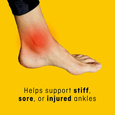 Ankle with red mark indicating pain, showing need for Ankle Comfort Support Sleeve With Mild Compression, 4 Way Stretch, Breathable.