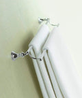 Devonshire 24 Inch Double Bathroom Towel Bar in Brushed Nickel Finish, mounted on wall with towels hanging, complements collection.