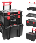 Modular Tool Box Storage System With Rolling Stackable Drawers For Garage Or Truck Heavy Duty Plastic Organizer With All Terrain Wheels Black Perfect For Pro Builders And DIY Enthusiasts On The Go