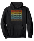 Cozy Ocean Rowing Retro Graphic Pullover Hoodie For Ocean Rowing Lovers Dope Gift Idea Black 8.5 Oz Classic Fit Front View