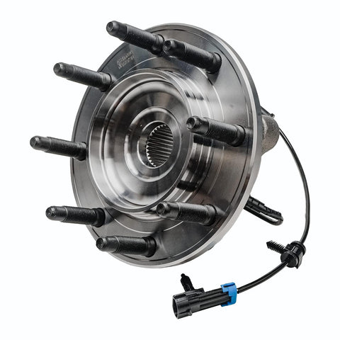 Beefy Front Wheel Bearing Hub Assembly Set For Silverado 2500 HD, 3500 HD, Sierra 2500 HD showing 8-bolt design and ABS cable