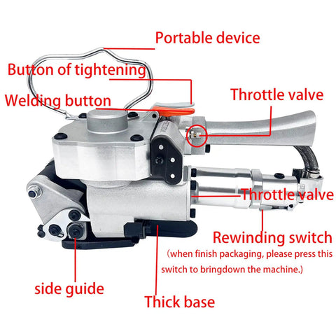 Heavy Duty Handheld Pneumatic Strapper For Pet Strap And Pp Band Portable Packing Tool No Sweat Operation Cranks Out Secure Bands Fast For Warehouse And Factory Floor Hustles