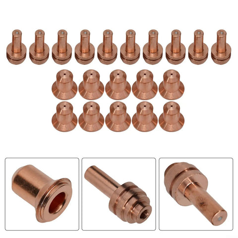 Copper components of 20 Piece Plasma Cutter Tips And Electrodes Set For 375 Xtreme Spectrum Torches ICE-25C ICE-27C