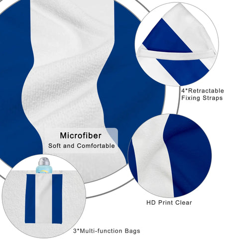 Oversized Beach Lounge Chair Towel Cover Set Of 2 With 3 Pockets Striped Dark Blue Microfiber Durable Quick Dry Fabric