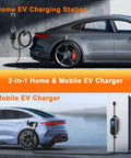 Grip And Go Portable Level 2 Ev Charger 40 Amp 23 Ft Cord Nema 14-50p Home Ev Charging Station SAE J1772 charging a car.