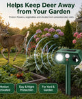 Solar Ultrasonic Deer Repellent Device 4 Pack With Motion Sensor And Flash Light No Go Zone Yard Guard For Flower Beds Vegetables And Gardens Deterrent For Deer Squirrels Raccoons And Rabbits With Multi Frequency 13 to 45KHz in garden