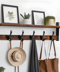 29 Inch Rustic Wall Coat Rack With Shelf And Hooks Entryway Organizer for Living Room Bedroom or Bathroom black finish