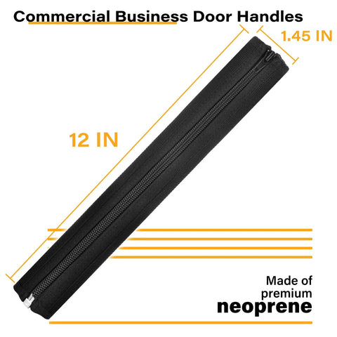 2 Pack Zippered Door Handle Covers For Commercial Doors, 11.5 Inch Length, neoprene and polyester cover, black, 1.45 in wide