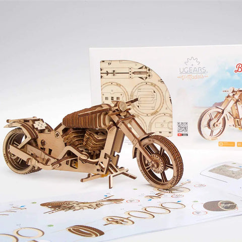 Wooden Mechanical Motorcycle DIY Kit With Rubber Band Engine Dope Vintage Bike Model For Vehicle Enthusiasts And Bikers Plywood Build With Wide Rear Wheel Prime Gift Idea assembled plywood motorcycle model