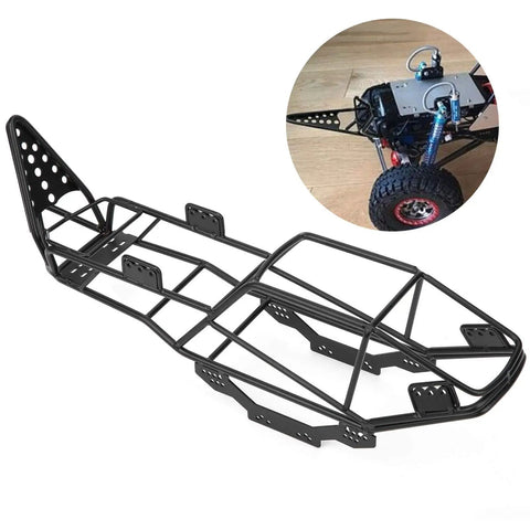 Heavy Duty RC Roll Cage Metal Frame For 1/10 Scale Crawler Trucks Full Tube Chassis Durable Black Metal Construction 355mm Length