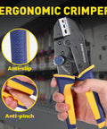 Ergonomic crimper from the 7 Piece Beefed-Up Pro Grade Quick Change Crimping Tool Set with anti-slip and anti-pinch grips.