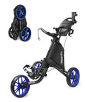 Ez V8 3-Wheel Golf Push Cart With Patented One-Click Fold, Lightweight Yet Durable, Ultra Compact Foldable Design, Blue