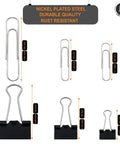 350 Pack Paper Clips And Binder Clips Set With Storage Container, assorted sizes shown with measurements and nickel plated steel
