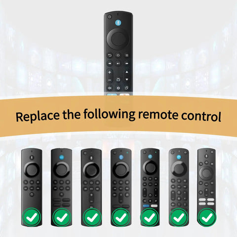 Replacement Remote For Fire TV Stick 4K Max 4K Lite Cube Omni Insignia Toshiba Smart TVs with voice control, lineup of remotes.