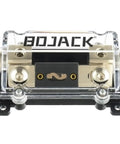 0 2 4 Gauge In Line ANL Fuse Holder With 300 Amp Fuse And Insulating Cover No Wire Terminals Needed Plug And Play Automotive Fuse Block For Cars Boats RVs Heavy Duty Electrical Protection, clear cover view