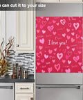 Valentine's Love Heart Magnetic Dishwasher Cover For Front Refrigerator Door in kitchen, pink with heart and love design