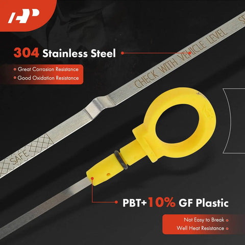 Close-up of 4.0L V6 Engine Dipstick Kit for Dodge Grand Caravan, featuring stainless steel rod and plastic handle.