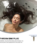 Rotary Bathtub Drain Stopper Copper One Press Seal Hair Catcher in water with person, featuring smooth surface and easy installation.