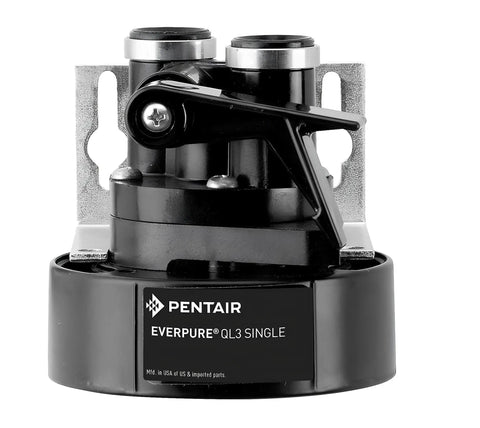 Single Filter Head With Bracket And Shut Off Valve For Three Eighths Inch NPT Threads Delivers Up To One GPM Flow No Gauge Included NSF Certified Wetted Parts Includes Mounting Bracket And Screws Compatible With 7SO And ESO Cartridges Easy Install.