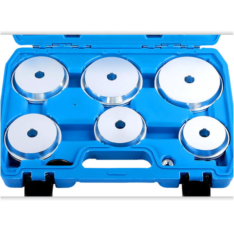 Pro Grade 13 Piece Wheel Bearing Press Kit With Race And Seal Driver Set includes 8 drive discs in blue carrying case