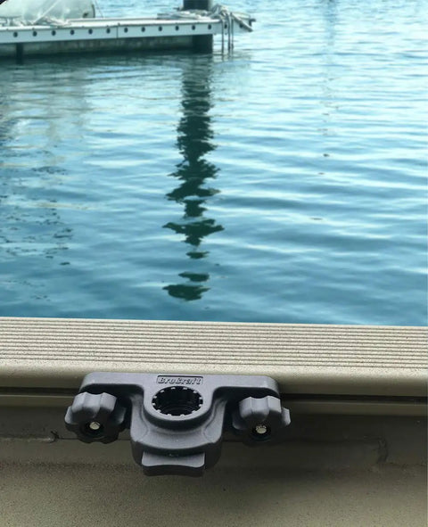 90 Degree Boat Track System Rod Holder For Versatrack Lund Sport Track Ranger Lowe Gunnel Mount No Fuss Install And Move 360 Degree Rotating Base UV Stabilized Fiberglass Reinforced Polymer Quick Adjustment For Fishing Rods mounted on boat track