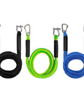 Elastic Bungee Dock Line For Boat Mooring 14 Ft Rope With 316 Stainless Steel Clips in black, green, and blue colors