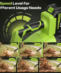 Cordless Leaf Blower With 650 CFM And 288 MPH Max Wind, Includes 2x 4Ah Batteries, 6 Speed Modes, showing speed level display
