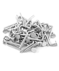Pallet Rack Drop Pins Set 100 Pcs M7x55mm Heavy Duty J Bolt Safety Universal Pins For Shelving Systems Cross Beam Locker Pins Galvanized Carbon Steel 8mm 5/16in Hole Compatible Ideal For Warehouse And Home, pile of galvanized steel rack safety pins