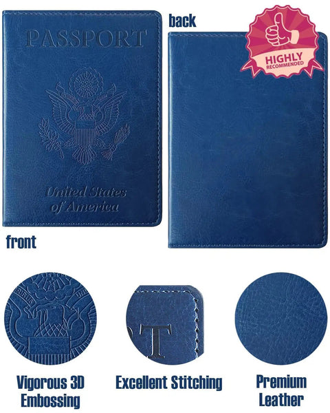 RFID Blocking Passport Wallet With Card Slots And Document Organizer Must Have Travel Essential For Men And Women Navy Blue
