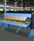 Front view of Beefy 24 Inch Pan And Box Brake for sheet metal bending with removable fingers in a workshop setting