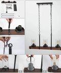 Assembly steps of Farmhouse Chandelier Dope 3 Light Kitchen Island Lighting Metal Wood Frame With Glass Globes Rustic Pendant.