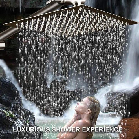 12 Inch Square Rain Showerhead With 11 Inch Adjustable Extension Arm Ultra Thin High Pressure Stainless Steel Shower Head