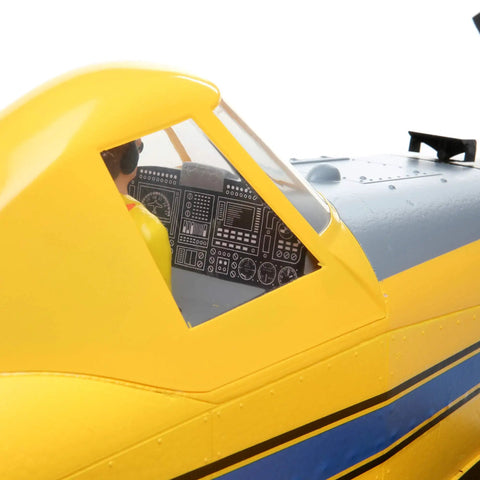 Yellow cockpit detail of Air Tractor 1.5m RC Plane BNF Basic With AS3X Safe Select Easy To Fly No-Brainer For Beginners Scale Crop Duster.