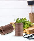 Soft Brown Plant Ties 130 Feet Garden Twists For Plants displayed on wooden surface with greenery and scissors
