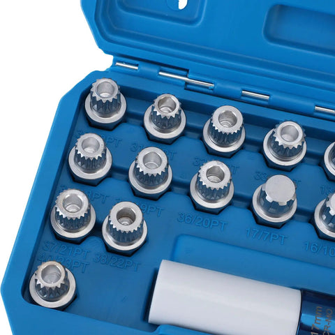 Heavy Duty 21 Piece Lug Nut Key Kit With Wheel Lock Socket Adapter And Removal Tools For Automotive Service Crafted From Durable Cr Mo Alloy Steel Rust Proof And Wear Resistant Gear In Portable Hard Case For Easy Storage open case with sockets