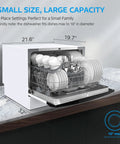 Top Shelf Countertop Dishwasher With Eight Smart Cycles And Six Place Settings Handles Busy Nights Like A Charm Energy Star Certified Portable Appliance Tailored For Dorms RVs And Apartments Crisp White with dimensions 21.6x19.7x17.3 inches.