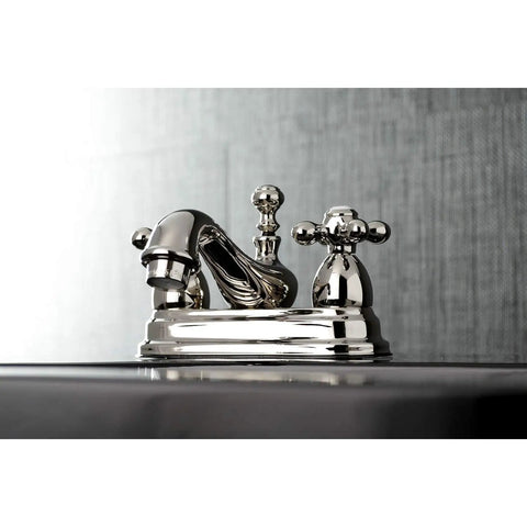 Restoration Style 4-Inch Centerset Bathroom Faucet With Pop-Up Drain, Polished Nickel Finish, 4.5-Inch Reach