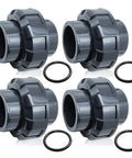 1 Inch Slip Union Coupling Pipe Fitting 4 Pack Schedule 80 With EPDM O Ring Socket X Socket Grey Durable For Home Plumbing