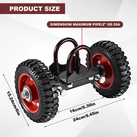 Rolling Gate 6 Inch Rubber Wheel Carrier Heavy Duty for Driveway and Sliding Gates with 550lb Capacity Two Wheel U Bolt Kit Included
