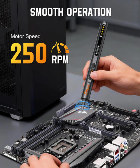 Mini Electric Screwdriver Set With OLED Display, Six Torque Settings Up To 0.7 Nm, 500 mAh Battery in use for computer repair
