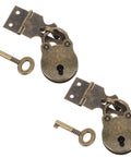 Two Sets Antique Bear Shaped Hasp Lock With Keys For Jewelry Boxes, Wooden Cases, And Gift Boxes, Retro Iron Decorative Latch