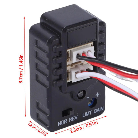 2 Axis RC Gyro Stabilizer For Drift Racing, Vibration Sensor Included, Durable ABS Construction, Precise Gyroscope Module For RC Cars And Boats, Easy Install, Smooth Drifts And Safe Acceleration. black ABS RC gyro module with wired connectors, 3.7cm tall