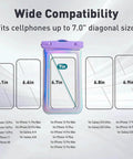 Floatable IP68 Waterproof Phone Pouch For iPhone 13 14 15 16 Pro Max and 17, Dry Bag With Crossbody Lanyard, wide compatibility sizes.
