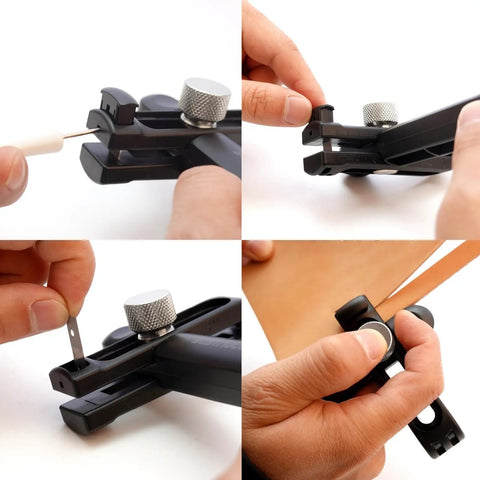Leather Strip Cutter And Strap Cutter Tool with Three Blades for DIY Leatherworking, durable nylon body, adjustable cutting width