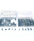 220 Piece Grease Fitting Kit For Metric And SAE Zerk Fittings With M6 M8 M10 And Inch Sizes in clear plastic case with fittings visible.