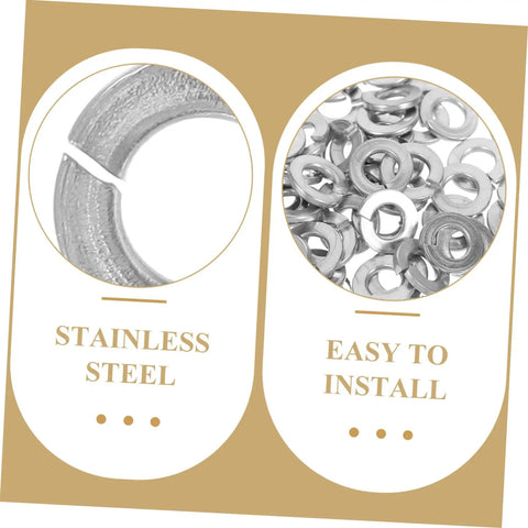 Stainless Steel Spring Washers Set 100 Pcs 304 Grade Non Slip Gasket Assortment Kit For Screws And Fasteners Durable Split Washers For Rock Solid Tightening Vibration Dampening And Long Lasting Hardware, 304 stainless steel spring washers