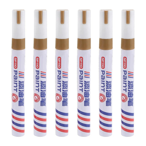 Six Pack Gold Oil Based Paint Markers For Tombstone Restoration And Memorials, Waterproof And Weatherproof, Gold Marker Pens
