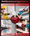 Multifunctional use of 2-Inch PVC Pipe Reamer Kit With 2-Inch Head for ABS CPVC pipes, shown in plumbing and DIY settings